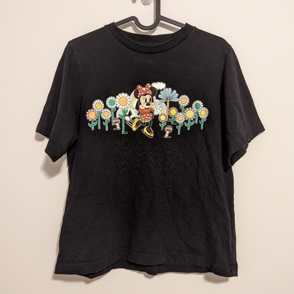 Uniqlo x Disney x Jeremyville black Minnie graphic tee mushrooms flowers… - Picture 2 of 4